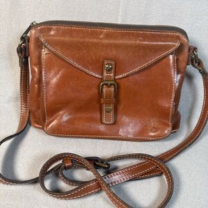 Patricia Nash Kirby East West Brown Leather Crossbody Bag Envelope